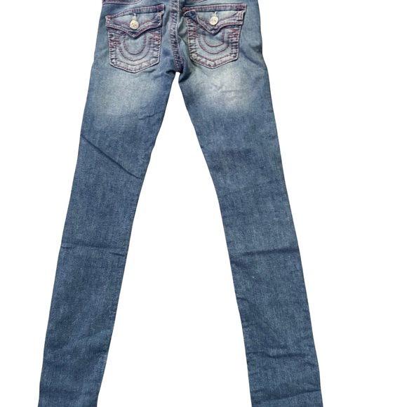 True Religion Women’s Pink Stitch Skinny Blue Denim Jeans 26 - Picture 7 of 8
